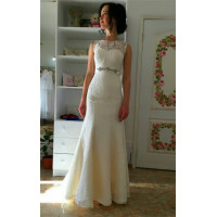 Свадебное платье, бежевое, модель 1153